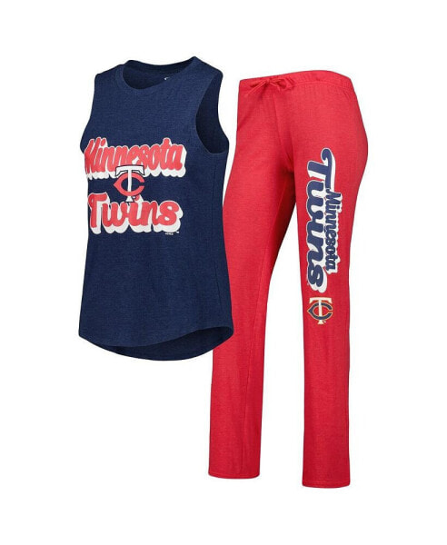 Женская пижама Concepts Sport womens Heather Red and Heather Navy Minnesota Twins Wordmark Meter Muscle Tank Top and Pants Sleep Set