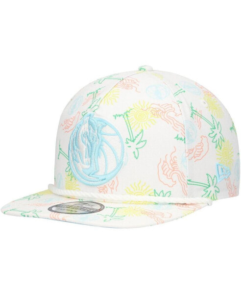 Men's White Dallas Mavericks Palm Trees and Waves Golfer Adjustable Hat