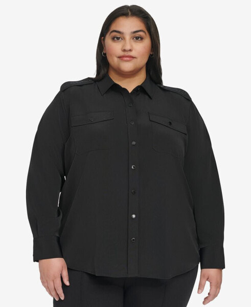 Women's Plus Size Utility Shirt, First@Macy’s