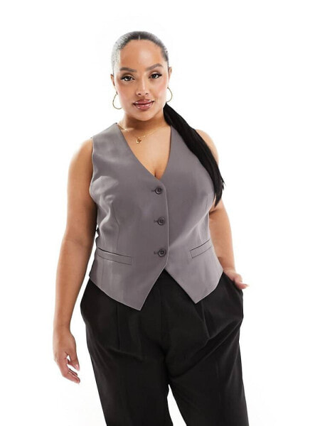 ASOS DESIGN Curve tailored waistcoat in grey