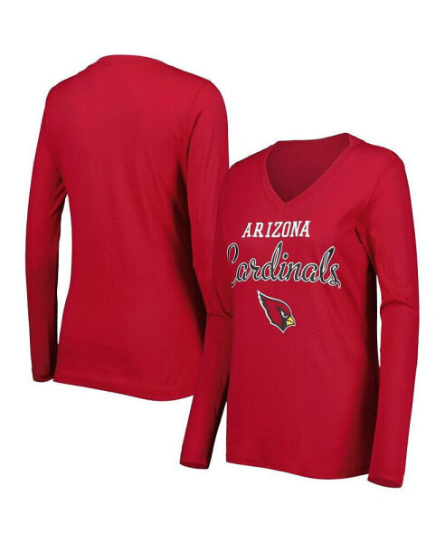 Women's Cardinal Arizona Cardinals Post Season Long Sleeve V-Neck T-shirt