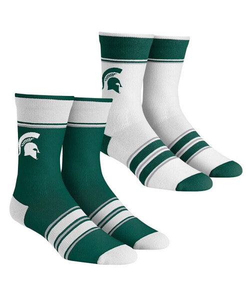 Men's and Women's Socks Michigan State Spartans Multi-Stripe 2-Pack Team Crew Sock Set