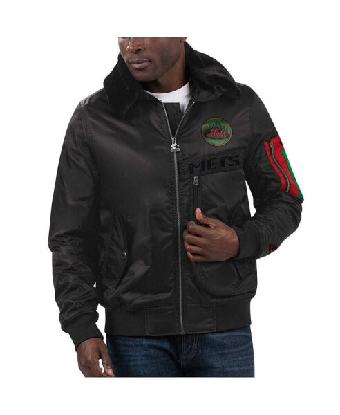 Men's x Ty Mopkins Black New York Mets Black History Month Satin Full-Zip Jacket