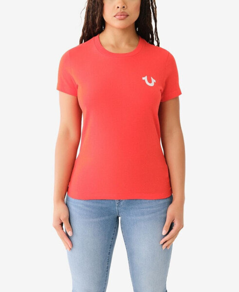 Women's Short Sleeve Crystal Horseshoe Crew Tee