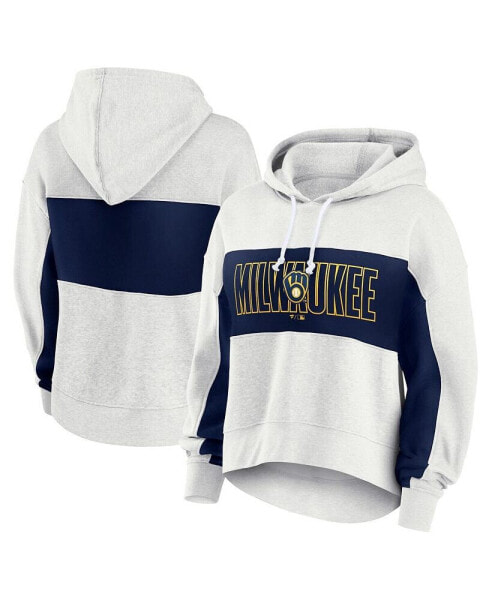 Women's Oatmeal Milwaukee Brewers Up for It Fleece Pullover Hoodie