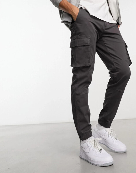 ONLY & SONS tapered fit cargo with cuffed bottom in grey