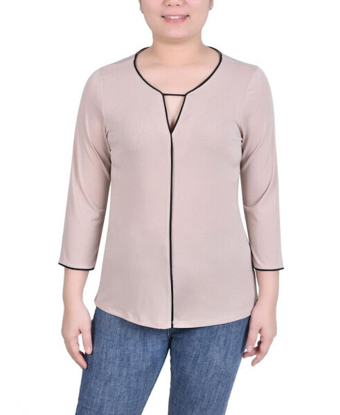 Women's 3/4 Sleeve Piped Top