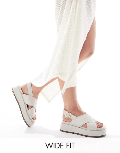 ASOS DESIGN Wide Fit Frosty chunky two-part sandals in off-white