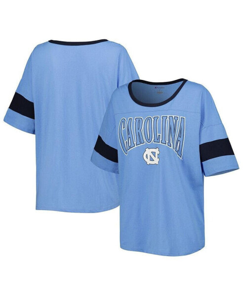 Women's Carolina Blue North Carolina Tar Heels Jumbo Arch Striped Half-Sleeve T-shirt