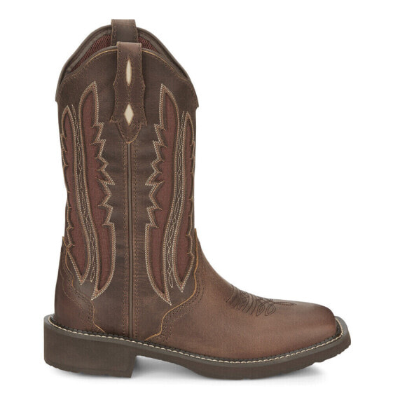 Justin Boots Paisley Embroidered Square Toe Cowboy Womens Size 7 B Casual Boots