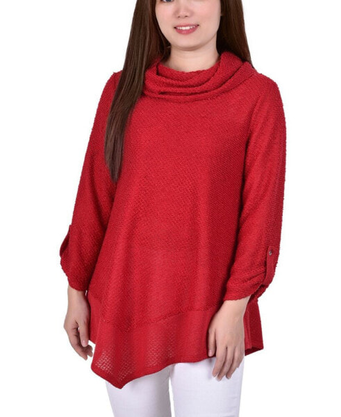 Petite Cowlneck V-Hem Sweater