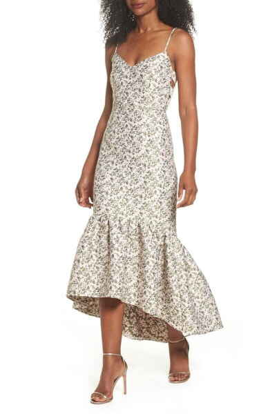 JILL JILL STUART 153044 Women's Jacquard High Low Midi Dress Blush/ Olive Sz. 6