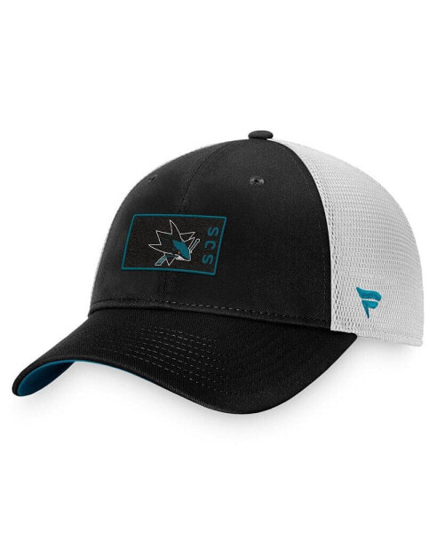 Men's Black, White San Jose Sharks Authentic Pro Trucker Snapback Hat