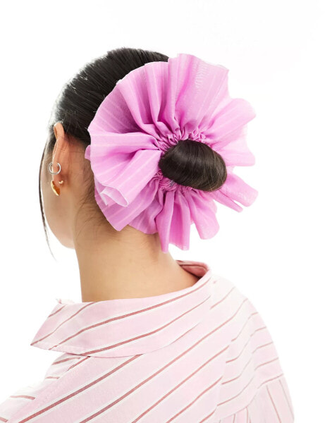 My Accessories oversized stripe scrunchie in pink