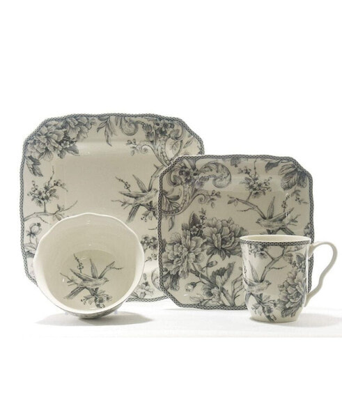 Adelaide Grey 16 Piece Dinnerware Set Square