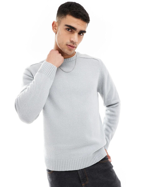 Brave Soul crew neck jumper in light grey