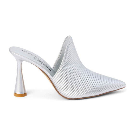 COCONUTS by Matisse Raina Metallic Pointed Toe Wedding Mules Womens Silver Dress