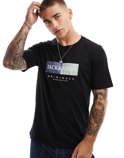 Jack & Jones oversized t-shirt with front logo in black