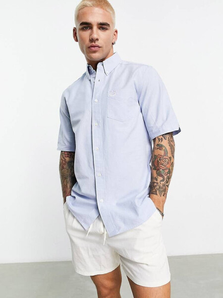 Fred Perry short sleeve oxford shirt in light blue