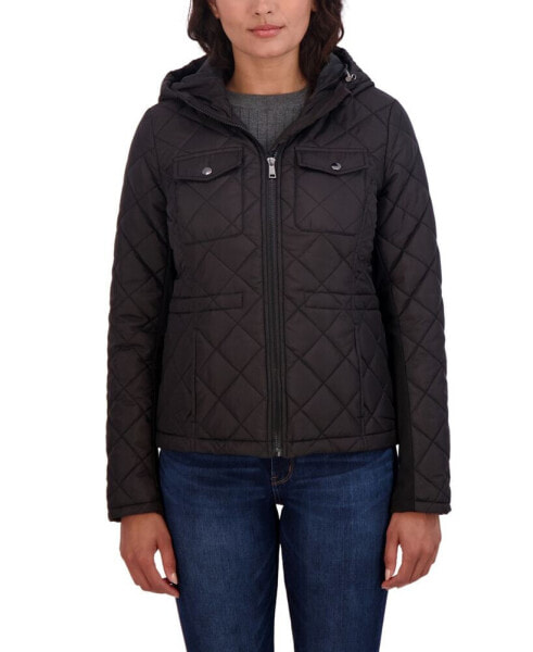 Women's Junior's Quilted Jacket with Hood