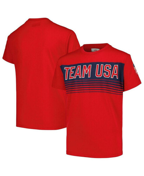 Big Boys and Girls Red Team USA Bold Stripes T-Shirt