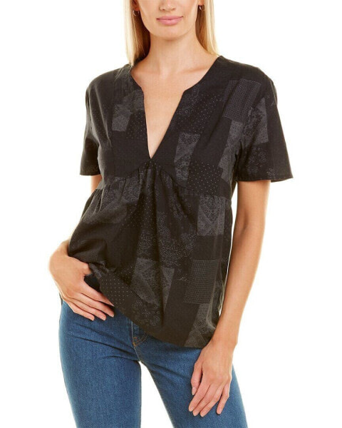 James Perse Patchwork Pring Top Women's Black 0