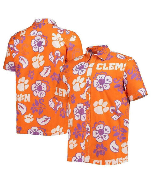 Men's Orange Clemson Tigers Floral Button-Up Shirt