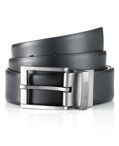 Men's Reversible Textured Reversible Dress Belt, Created for Macy's