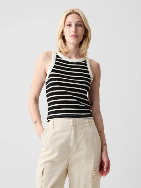 Modern Rib Cropped Halter Top