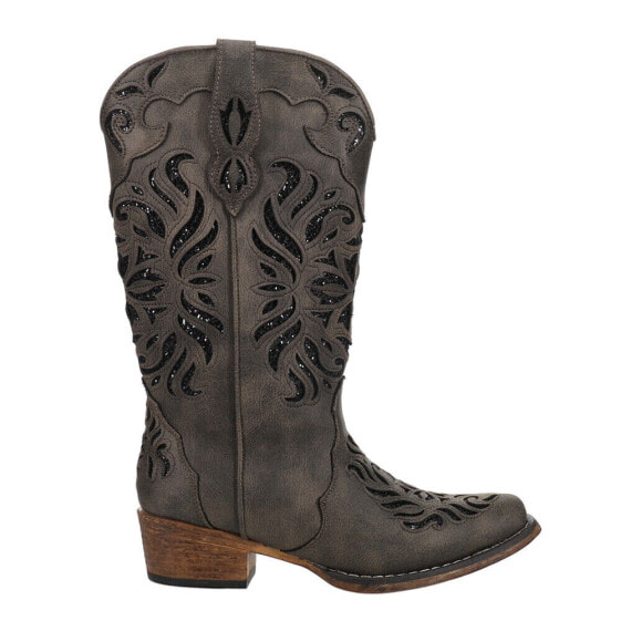 Roper Riley Glitz Snip Toe Cowboy Womens Grey Casual Boots 09-021-1566-3401