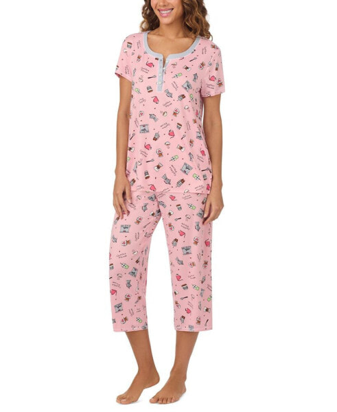 Women's 2-Pc. Cropped Short-Sleeve Pajamas Set