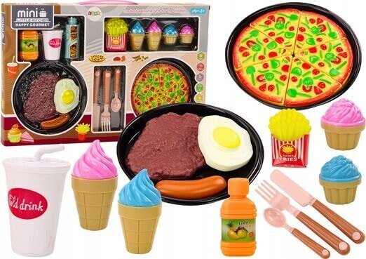 LeanToys Zestaw Produktów Spożywczych Pizza Frytki Lody Sztućce