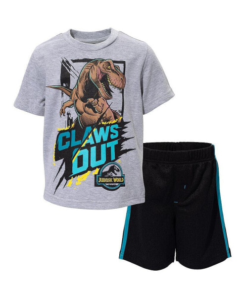 Boys Dinosaur Athletic Graphic T-Shirt Mesh Shorts Outfit Set to