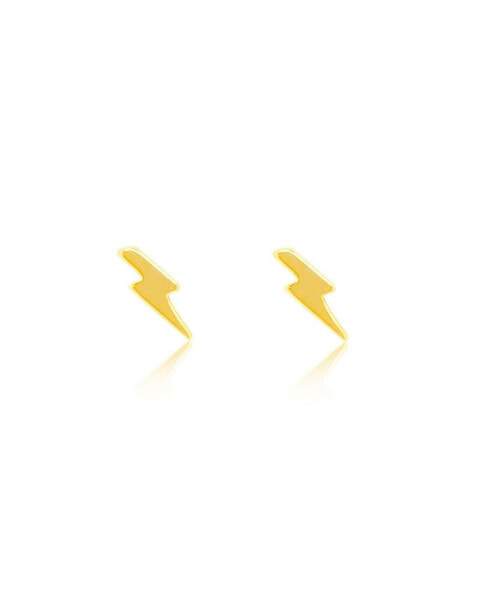 Yellow Gold Tone Lightning Bolt Studs