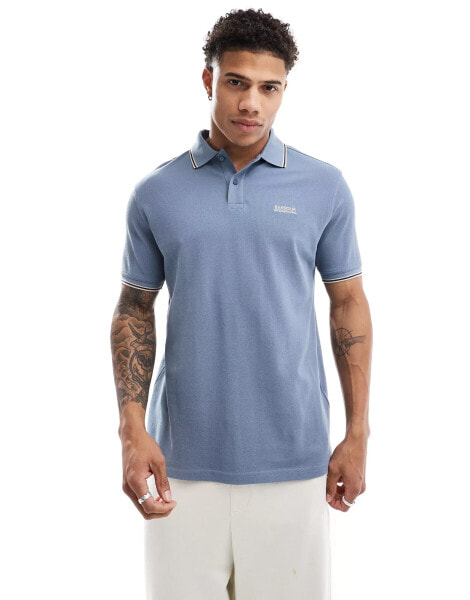 Barbour International Rider tipped polo shirt in blue