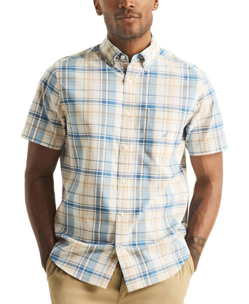 Men's Classic-Fit Stretch Plaid Button-Down Shirt