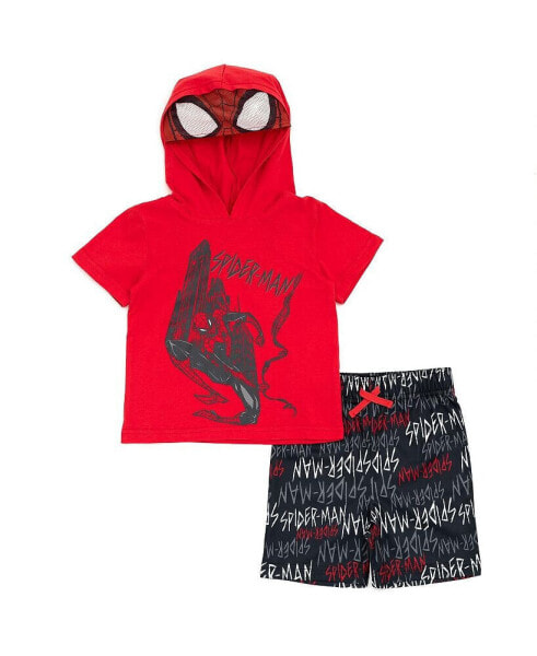 Boys Spider-Man Cosplay T-Shirt and Mesh Shorts Outfit Set to