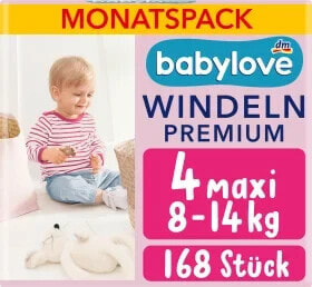 Windeln Premium Gr. 4 Maxi (8-14 kg), Monatspack, 168 St