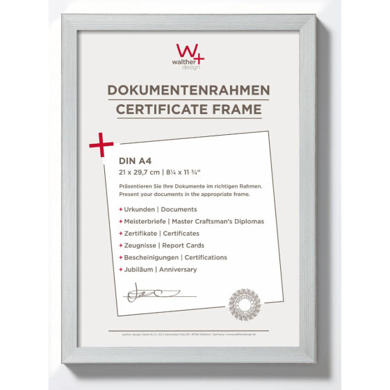 Walther Design JK130S - Aluminium,Polystyrene - Silver - Single picture frame - Matte - Wall - 13 x 18 cm