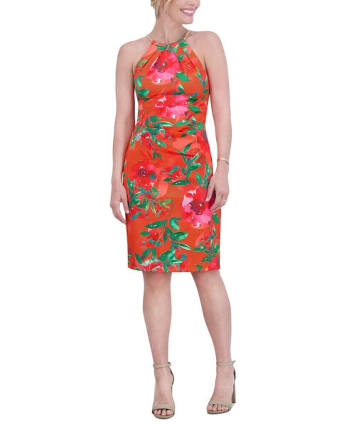 Women's Floral-Print Halter Sheath Dress