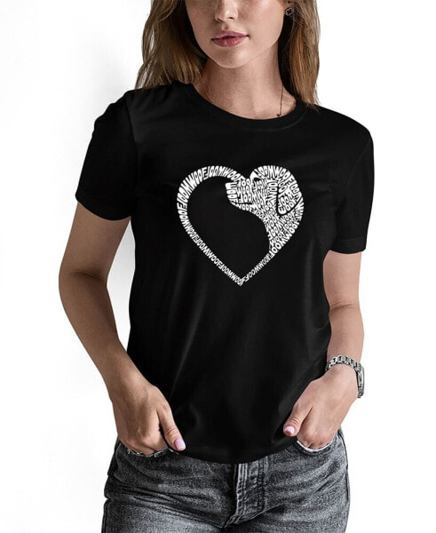 Women's Dog Heart Word Art Short Sleeve T-shirt