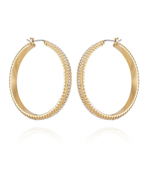 Gold-Tone Textured Rounded Hoop Earrings