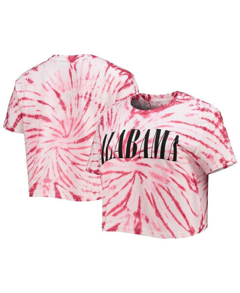 Women's Crimson Alabama Crimson Tide Showtime Tie-Dye Crop T-shirt