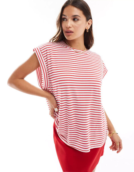 ASOS DESIGN drop armhole tank in red and white stripe