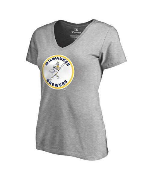 Women's Ash Milwaukee Brewers Cooperstown Collection Forbes T-shirt