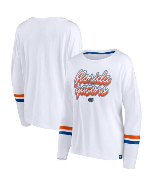 Women's White Florida Gators Retro Power Striped Long Sleeve T-shirt