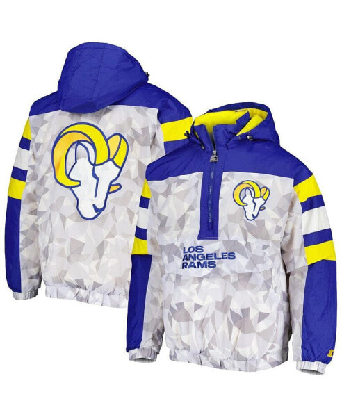 Men's White, Royal Los Angeles Rams Thursday Night Gridiron Raglan Half-Zip Hooded Jacket