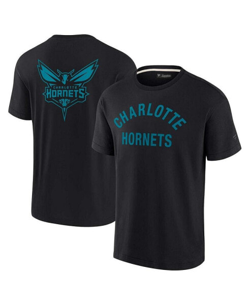 Men's and Women's Black Charlotte Hornets Super Soft T-shirt