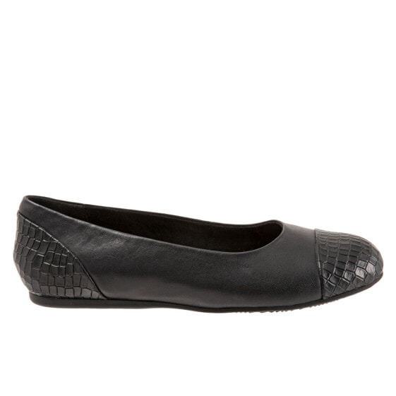 Softwalk Sonoma Cap Toe S1907-027 Womens Black Narrow Ballet Flats Shoes