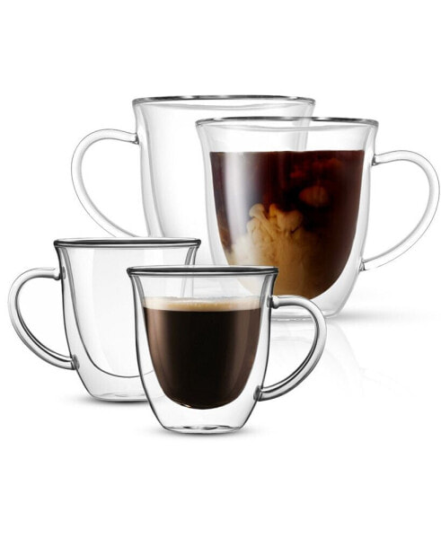 Glass Double Wall Mug Collection, Set of 4